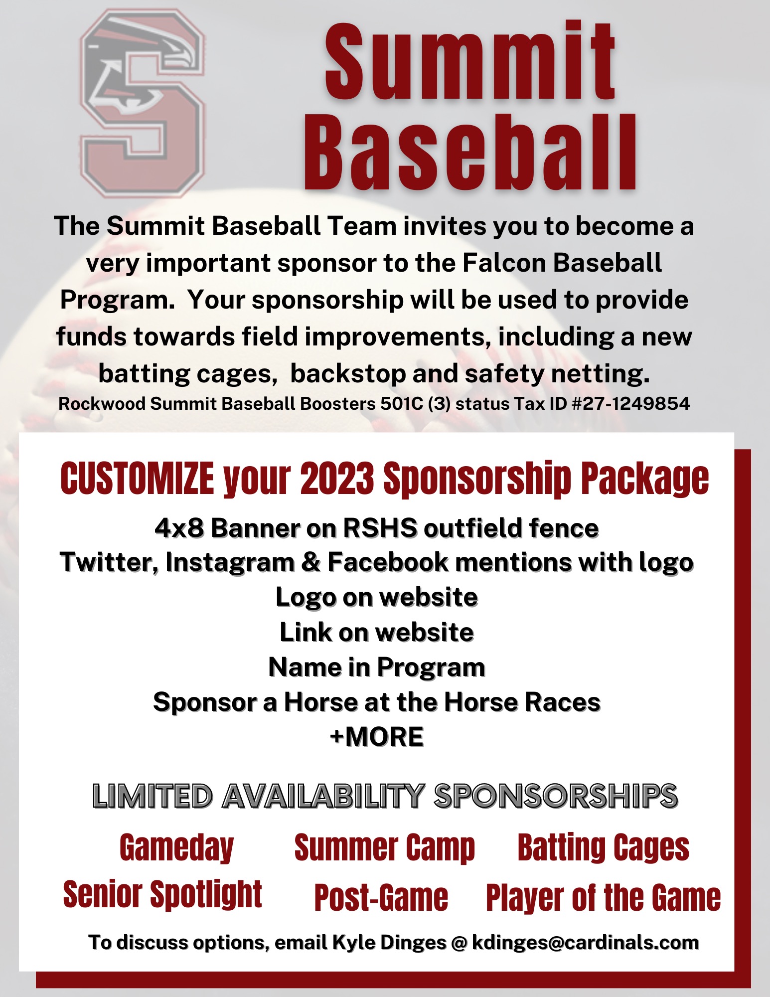 2023 Summit Baseball Sponsorships